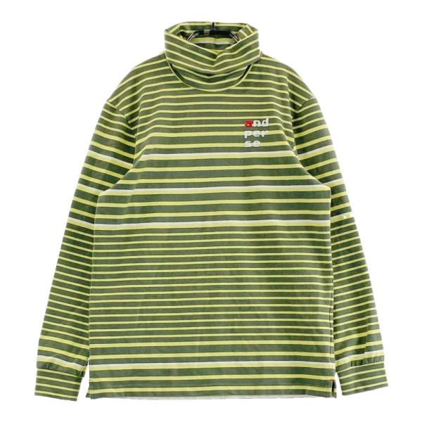 AND PER SE アンパスィ タートルネック 長袖Tシャツ ボーダー柄