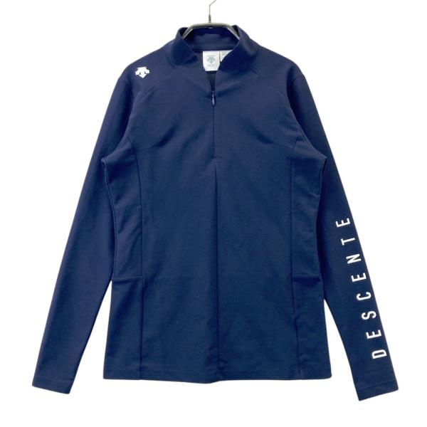 サイズ：M DESCENTE GOLF デサントゴルフ  ハーフジップ 長袖Tシャツ  ネイビー系 [240101502830] ゴルフウェア レディース ストスト DESCENTE GOLF デサントゴルフ ハーフジップ 長袖Tシャツ