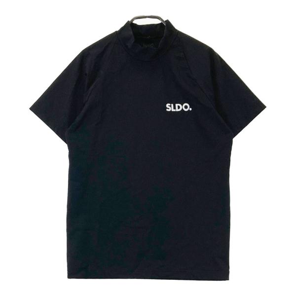 SLDO. ブラック ハイネック 半袖シャツ SLDO. エスルド ハイネック シンプルロゴ 半袖Tシャツ ブラック