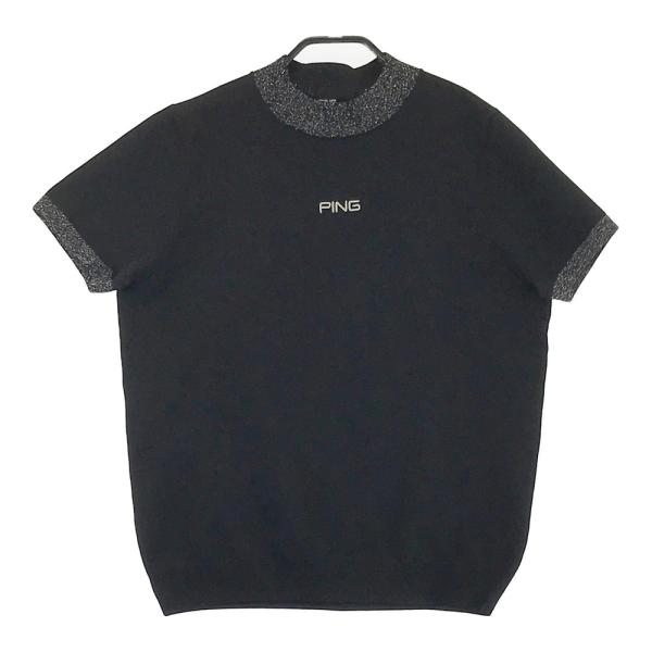 サイズ：LL PING ピン 2025年モデル ハイネック 半袖Tシャツ  ブラック系 [240101428216] ゴルフウェア メンズ ストスト PING 【即納】2025 ピンゴルフ メンズ プレーティング 天竺 半袖