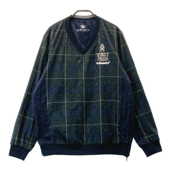 サイズ：0 23区GOLF ニジュウサンクゴルフ  リバーシブル 長袖ブルゾン ニット切替 チェック柄 レッド系 [240101473848] ゴルフウェア レディース ストスト 23区GOLF ニジュウサンクゴルフ リバーシブルVネック長袖