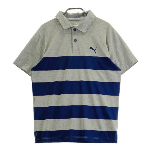 PUMA GOLF プーマゴルフ 半袖ポロシャツ ボーダー柄 グレー系 S