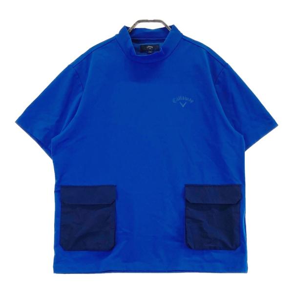 サイズ：M CALLAWAY キャロウェイ 2025年モデル ハイネック半袖Tシャツ  ブルー系 [240101502493] ゴルフウェア メンズ ストスト サイズ：M CALLAWAY キャロウェイ 2025年モデル ハイネック半袖T