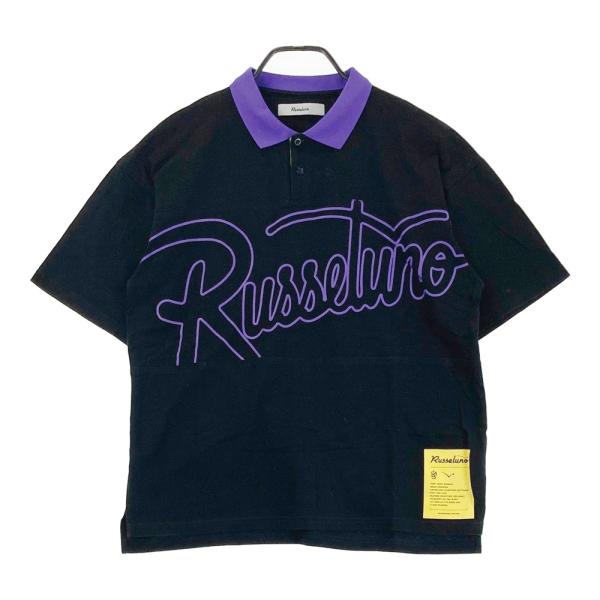 【美品】RUSSELUNO 半袖ポロシャツ M ワッペンロゴ ルチャ RUSSELUNO ラッセルノ 半袖ポロシャツ ルチャ ビックロゴ