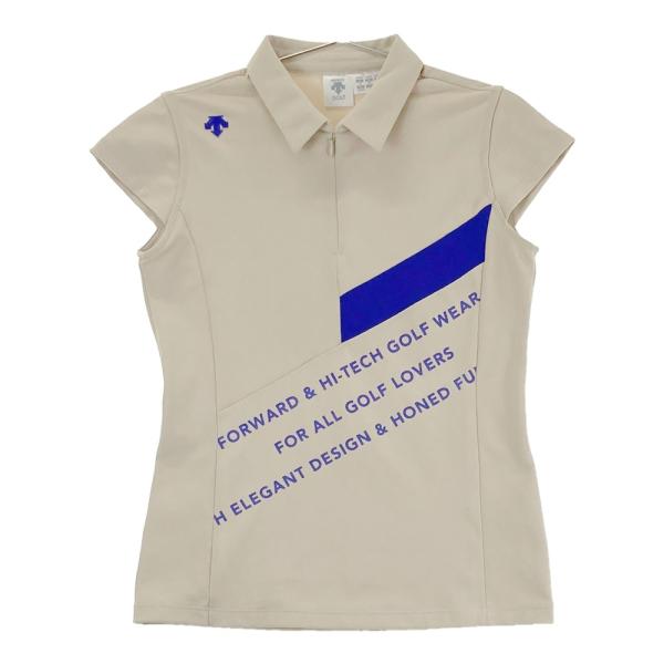 DESCENTE GOLF デサントゴルフ 半袖ポロシャツ ベージュ系 M