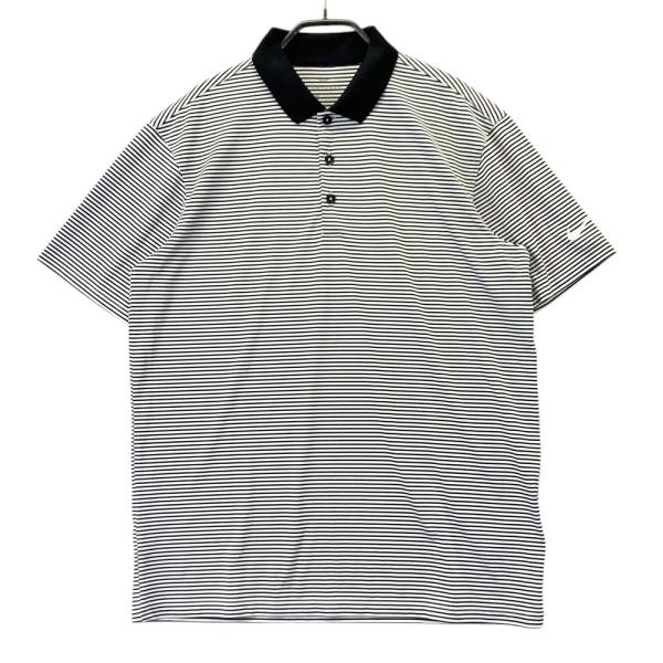 NIKE GOLF ナイキゴルフ 半袖ポロシャツ ボーダー柄 ブラック系