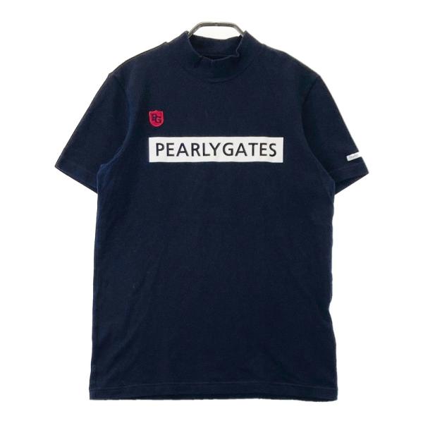 サイズ：4 PEARLY GATES パーリーゲイツ  半袖ハイネックTシャツ  ネイビー系 [240101442225] ゴルフウェア メンズ ストスト PEARLY GATES パーリーゲイツ ハイネック 半袖Tシャツ ネイビー