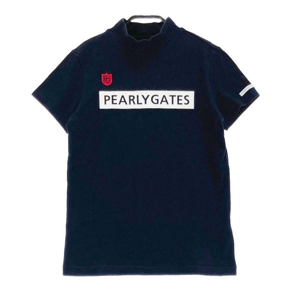 サイズ：1 PEARLY GATES パーリーゲイツ  ハイネック半袖Tシャツ  ネイビー系 [240101449625] ゴルフウェア レディース ストスト PEARLY GATES パーリーゲイツ ハイネック半袖Tシャツ ネイビー系