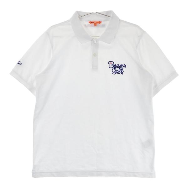 サイズ：L BEAMS GOLF ビームスゴルフ  半袖ポロシャツ ロゴ柄 ホワイト系 [240101466738] ゴルフウェア メンズ ストスト サイズ：L BEAMS GOLF ビームスゴルフ 半袖ポロシャツ ロゴ柄