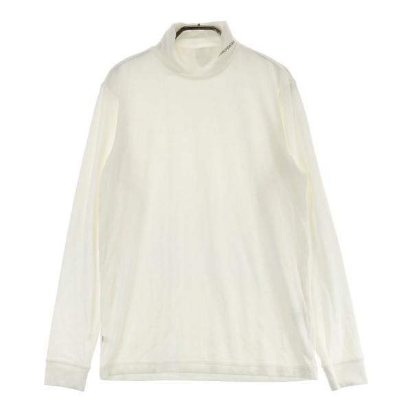 サイズ：4 PEARLY GATES パーリーゲイツ  ハイネック 長袖Tシャツ 裏起毛 ロゴ 総柄 ホワイト系 [240101489994] ゴルフウェア メンズ ストスト PEARLY GATES パーリーゲイツ 起毛 ハイネック 長袖Tシャツ