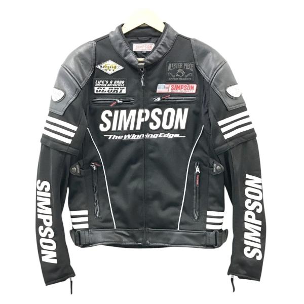 新品未使用 個性的 格子柄デザイン シングル ジャケット 日本製 SIMPSON シンプソン SJ-8115 メッシュジャケット ブラック系 L