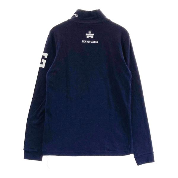 サイズ：1 PEARLY GATES パーリーゲイツ  ハイネック長袖Tシャツ  ネイビー系 [240101502507] ゴルフウェア レディース ストスト PEARLY GATES パーリーゲイツ ハイネック長袖Tシャツ ネイビー系