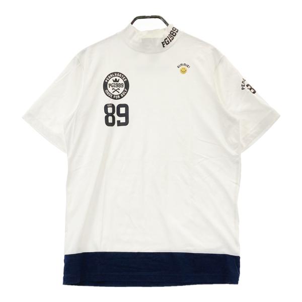 サイズ：4 PEARLY GATES パーリーゲイツ  ハイネック 半袖Tシャツ ニコちゃん  ホワイト系 [240101478467] ゴルフウェア メンズ ストスト PEARLY GATES パーリーゲイツ ハイネック 半袖Tシャツ ニコ