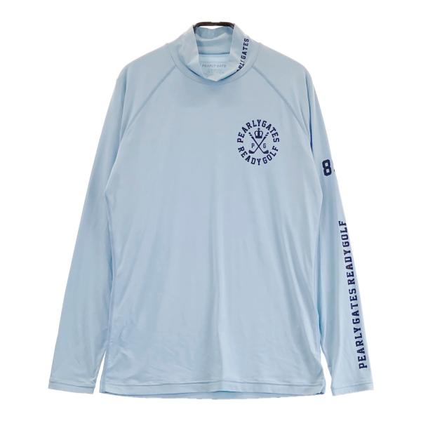 サイズ：7 PEARLY GATES パーリーゲイツ 2024年 ハイネック 長袖Tシャツ ロゴ総柄 ブラック系 [240101427930] ゴルフウェア メンズ ストスト サイズ：7 PEARLY GATES パーリーゲイツ 2024年 ハイネック 長袖