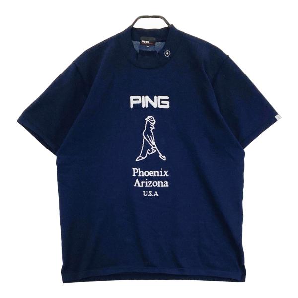 サイズ：M PING ピン 2024年モデル ハイネック 半袖Tシャツ  グリーン系 [240101497815] ゴルフウェア メンズ ストスト サイズ：M PING ピン 2024年モデル ハイネック 半袖Tシャツ