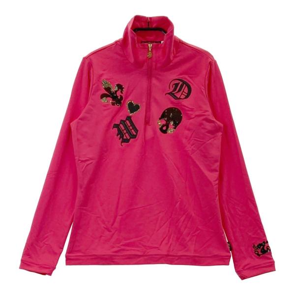 サイズ：2 DANCE WITH DRAGON ダンスウィズドラゴン  裏起毛ハーフジップ長袖Tシャツ  ピンク系 [240101465139] ゴルフウェア メンズ ストスト DANCE WITH DRAGON ダンスウィズドラゴン ハーフジップ 長袖T