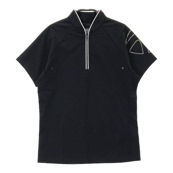 TaylorMade ハーフジップセーター ブラック/オシャレ LEATHER-DETAIL MERINO WOOL HALF-ZIP JUMPER レザーディテール