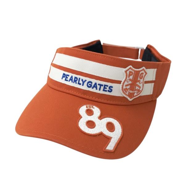 PEARLY GATES パーリーゲイツ ロゴ刺繍入りサンバイザー オレンジ系 FR