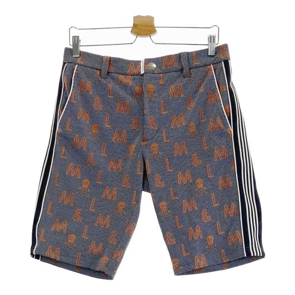 MARK&LONA マークアンドロナ ハーフパンツ ロゴ総柄 ネイビー系 48