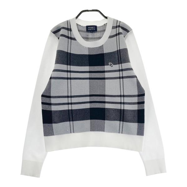 値下げ！【新品】PEARLY GATES レディース　グレーニット　０１　ゴルフ PEARLY GATES パーリーゲイツ 2023年モデル ニットセーター チェック柄