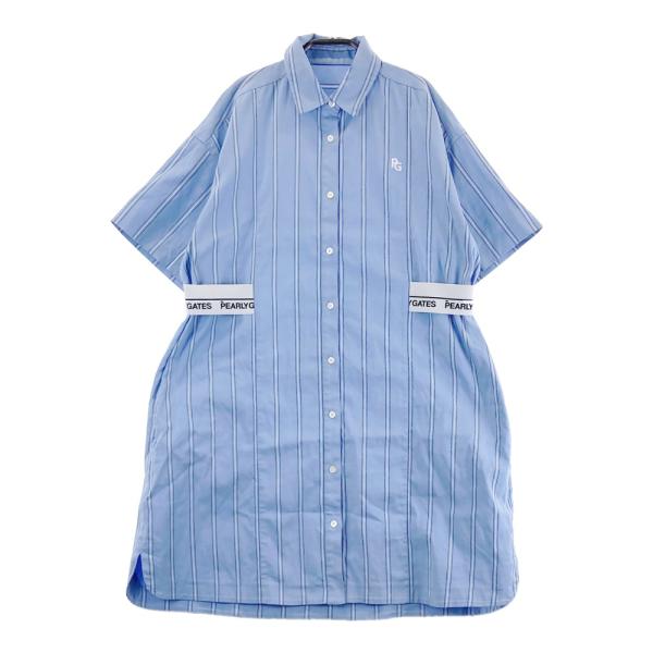 パーリーゲイツ 新品ストライプ レディースワンピース 120 PEARLY GATES パーリーゲイツ 長袖シャツワンピース ストライプ柄