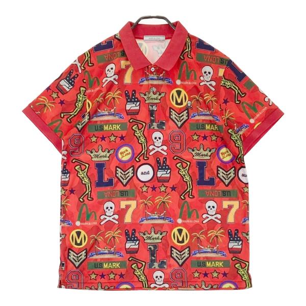 MARK&LONA（マークアンドロナ） 半袖ポロシャツ 総柄 レッド系 XL