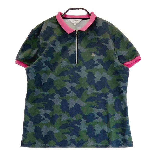 【新品未使用】LANVIN SPORT 半袖シャツ 38 カモフラージュ柄 LANVIN SPORT ランバン スポール ハーフジップ 半袖Tシャツ カモフラ柄