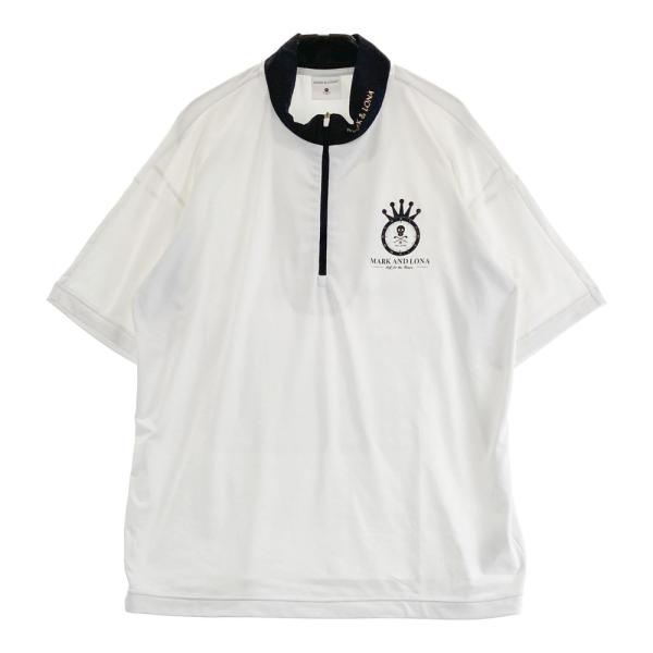 本日限定価格！【美品】MARK&LONA 半袖カットソーゴルフウェア 48 MARK&LONA マークアンドロナ モックネック半袖Tシャツ ブラック