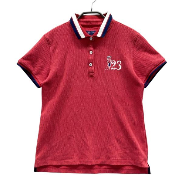 【未着用】 23区GOLF レディース 半袖 ポロシャツ タグ付き サイズII 23区GOLF ニジュウサンクゴルフ 半袖ポロシャツ レッド系 2 ゴルフ
