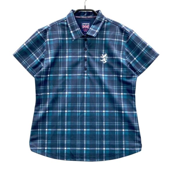 ADMIRAL アドミラル 半袖ポロシャツ チェック柄 ネイビー系 L ゴルフ