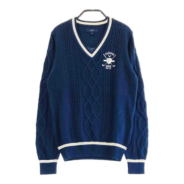 CALLAWAY キャロウェイ ウール混 Vネック ニットセーター ネイビー系 S