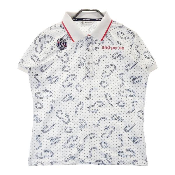 AND PER SE アンパスィ 半袖ポロシャツ ドット 総柄 ホワイト系 L