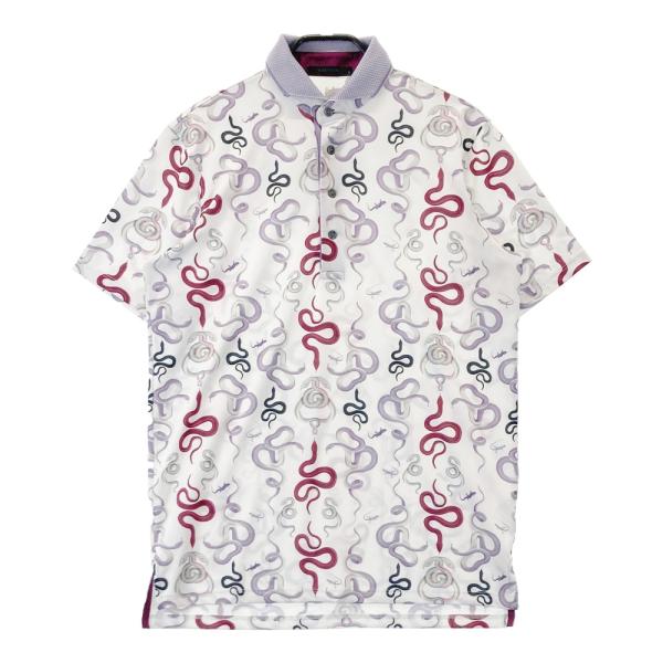 GREYSON グレイソン 半袖ポロシャツ 総柄 ホワイト系 S ゴルフウェア