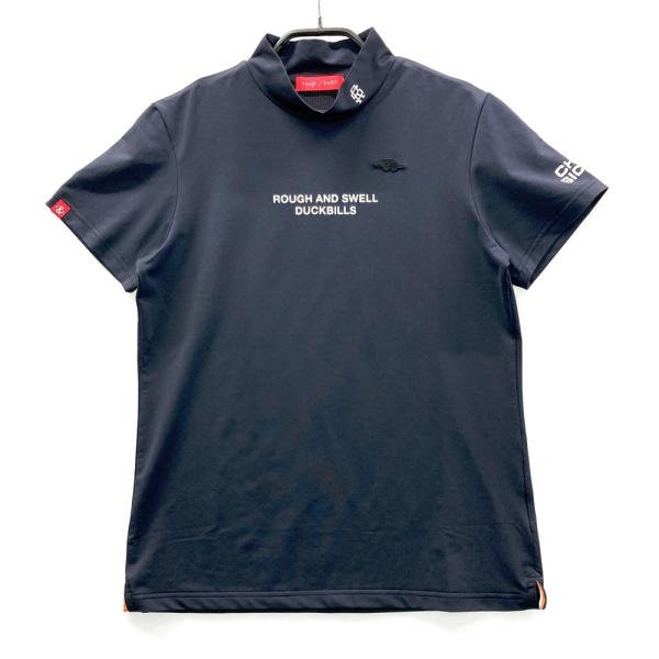 ［美品］rough & swell ゴルフウェア 半袖 ロゴ ブラック M ROUGH&SWELL ラフアンドスウェル 2023年モデル ハイネック 半袖Tシャツ