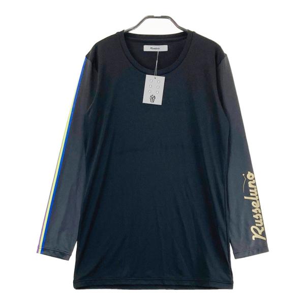 ラッセルノ　Russeluno長袖Tシャツ 新品】RUSSELUNO ラッセルノ 長袖Tシャツ 袖ロゴ ブラック系 6 ゴルフ