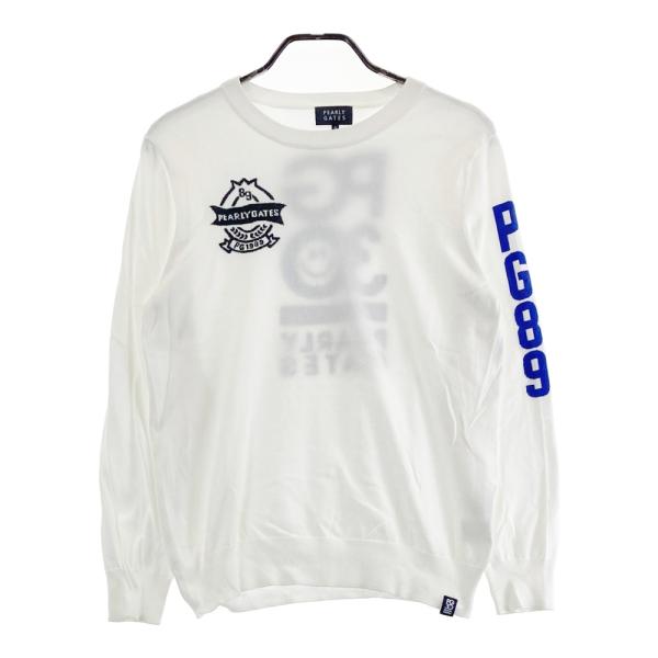 【サイズ0☆極美品】パーリーゲイツ セーター　ゴルフ　ニコちゃん　総柄89 白 PEARLY GATES パーリーゲイツ 30周年 ニットセーター ニコちゃん