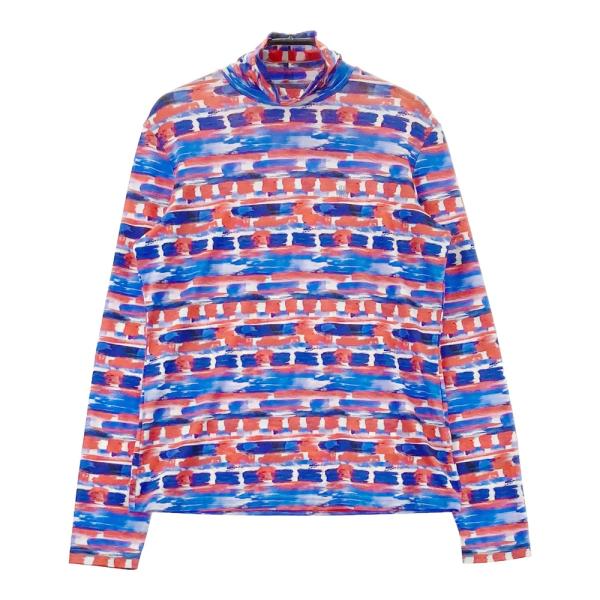 LANVIN SPORT ランバン スポール ハイネック 長袖Tシャツ 総柄 ブルー
