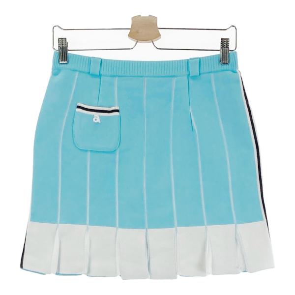 【新品】アルチビオ ニットスカート ブルー Mサイズ ARCHIVIO アルチビオ ニットスカート ストライプ柄 ブルー系 38 ゴルフ