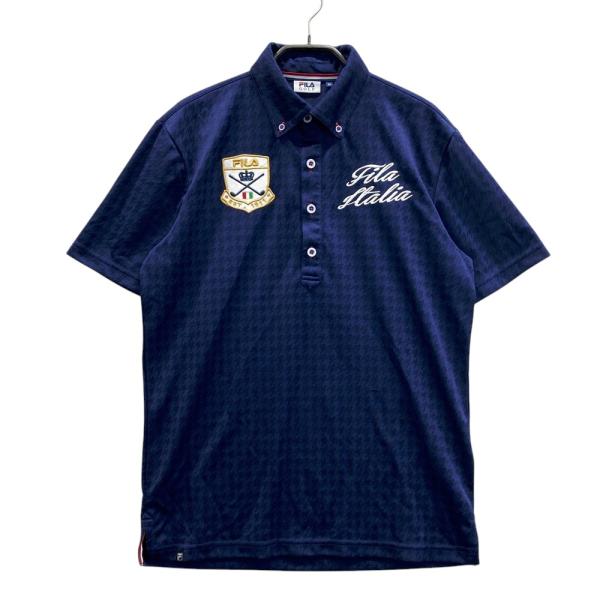FILA GOLF フィラゴルフ ML5IM637 半袖ポロシャツ ボタンダウン 千鳥柄
