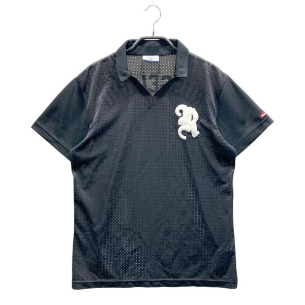 Russeluno メンズ　ゴルフウェア　ポロシャツ ５サイズ RUSSELUNO ラッセルノ 襟付き メッシュTシャツ ブラック系 5 ゴルフ