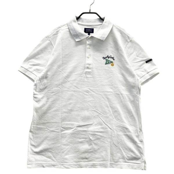 未使用　PEARLY GATES ポロシャツ ゴルフウェア 刺繍 ニコちゃん PEARLY GATES パーリーゲイツ 半袖ポロシャツ ニコちゃん刺繍 ホワイト