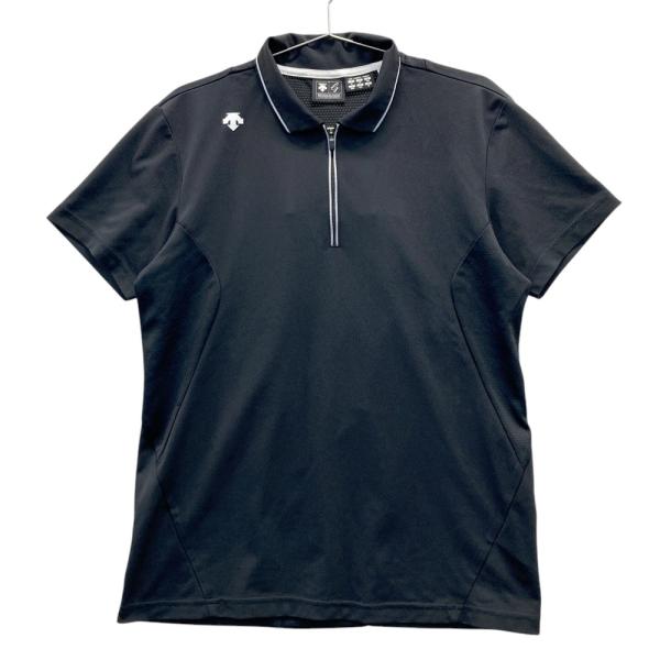 DESCENTE GOLF デサントゴルフ ハーフジップ 半袖ポロシャツ ブラック