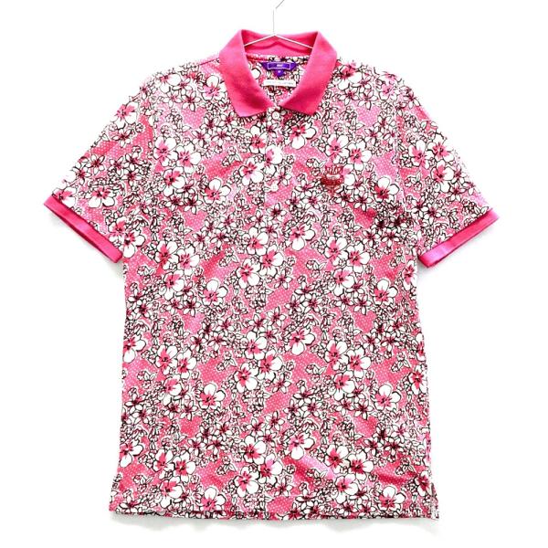 BEAMS GOLF（ビームス ゴルフ） ロゴワッペン 半袖ポロシャツ 花柄