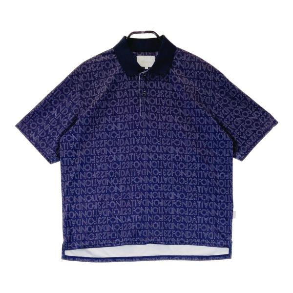 23foundation 23区 半袖ポロシャツ 総柄 パープル系 L ゴルフウェア