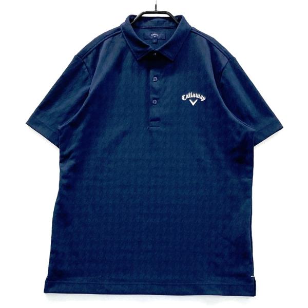 CALLAWAY キャロウェイ 半袖ポロシャツ 千鳥柄 ネイビー系 L ゴルフ
