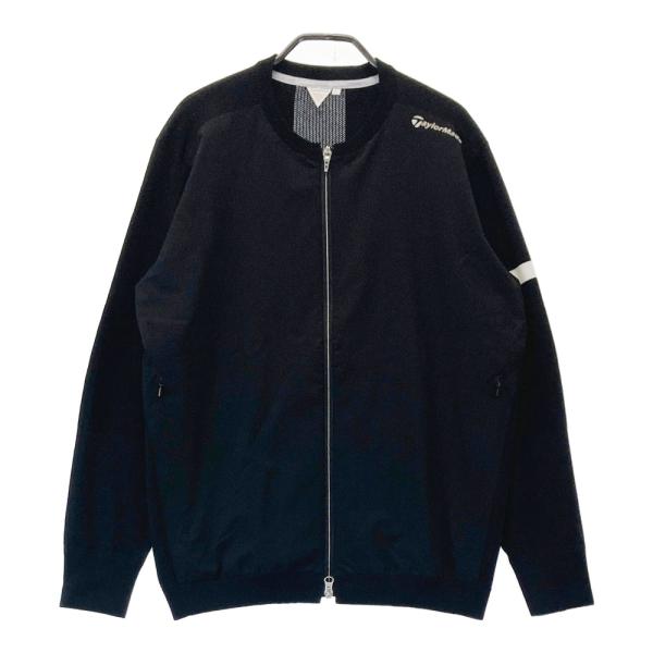 TaylorMade ブラック　ジップアップニットゴルフジャケット TAYLOR MADE テーラーメイド ニット切替 長袖ジャケット ブラック系 L