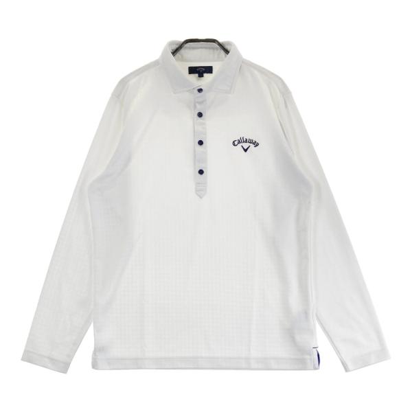 【新品未使用品】Callaway 千鳥格子柄 長袖ポロシャツ Lサイズ Callaway（キャロウェイ） 長袖ポロシャツ 千鳥柄 ホワイト系 L ゴルフ