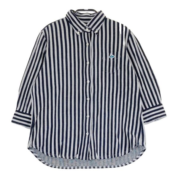 美品　PEARLY GATES パーリーゲーツグレー ストライプ　長袖シャツ　L PEARLY GATES パーリーゲイツ 五分袖シャツ ストライプ柄 グレー系 1