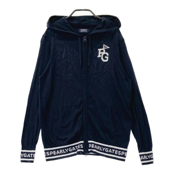 【美品】PEARLY GATES パーリーゲイツ　ニットジップジャケット0ゴルフ PEARLY GATES パーリーゲイツ フード付 薄手 ニットジップジャケット
