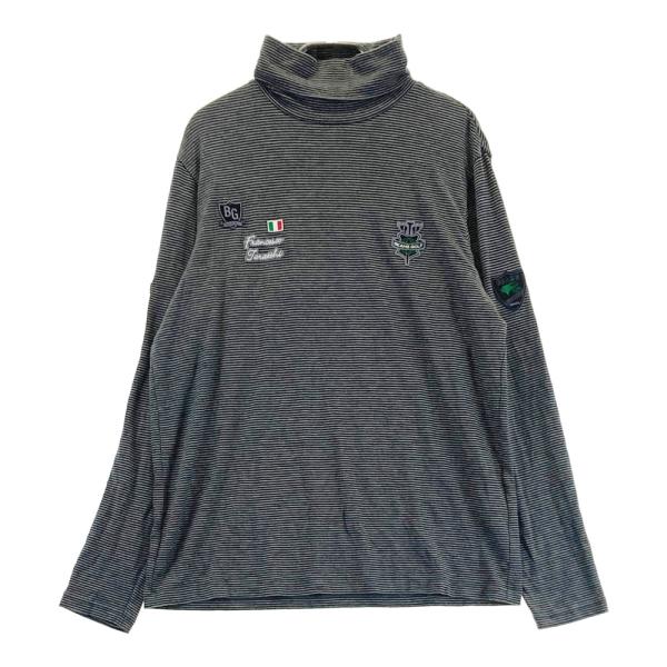 サイズ：S BEAMS GOLF ビームスゴルフ  タートルネック 長袖Tシャツ ボーダー柄 グレー系 [240101673448] ゴルフウェア メンズ ストスト BEAMS GOLF ビームスゴルフ タートルネック 長袖Tシャツ ボーダー柄